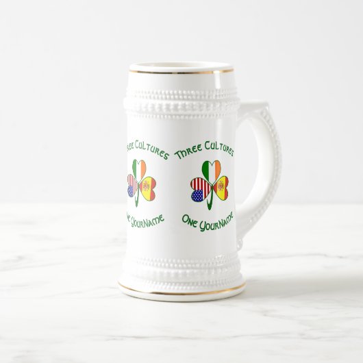 Irish USA Flaggen Kleeblatt Personalisiert Bierglas (VorderseiteRechts)