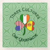 Irish USA Flaggen Kleeblatt Personalisiert Glasuntersetzer (Vorderseite)