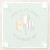 Irish USA Flaggen Kleeblatt Personalisiert Glasuntersetzer (Rückseite)
