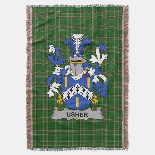 Irish Usher Coat of Arms Familienwappen Irland Decke (Vorderseite Vertikal)