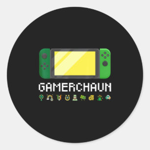 Irish Video Game Controller Leprechaun Boys St Pat Runder Aufkleber