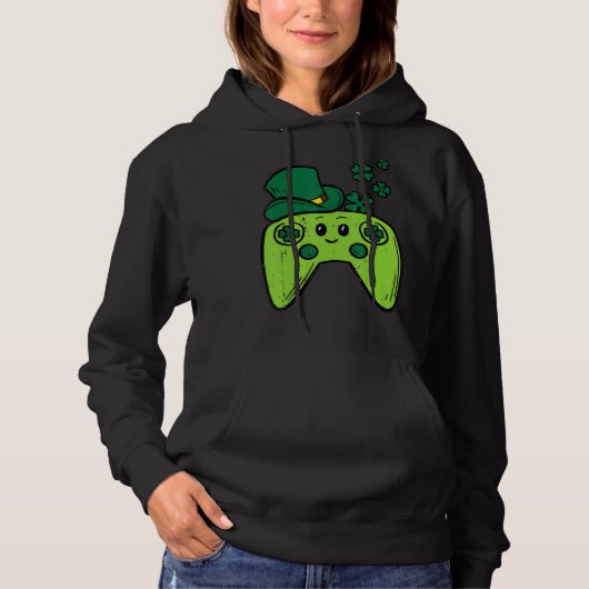 Irish Video Game Controller St Patrick Day Gamer B Hoodie (Vorderseite)