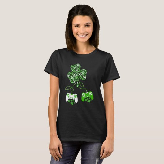 Irish Video Game Controller St Patrick Day Gamer B T-Shirt (Vorne ganz)