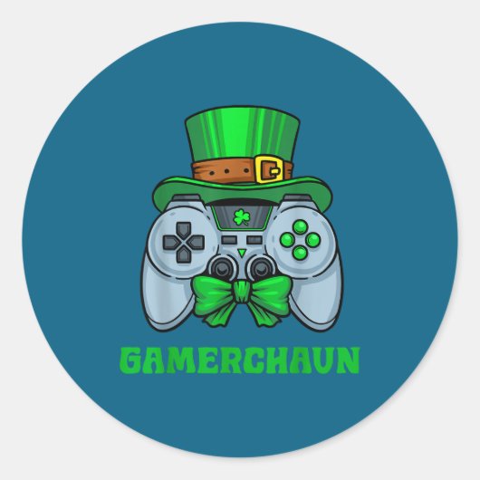Irish Video Game Controller St Patrick's Day Gamer Runder Aufkleber (Vorderseite)