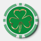 Irish Viel Glück Clover Green Gold Kleeblatt Pokerchips (Vorderseite)