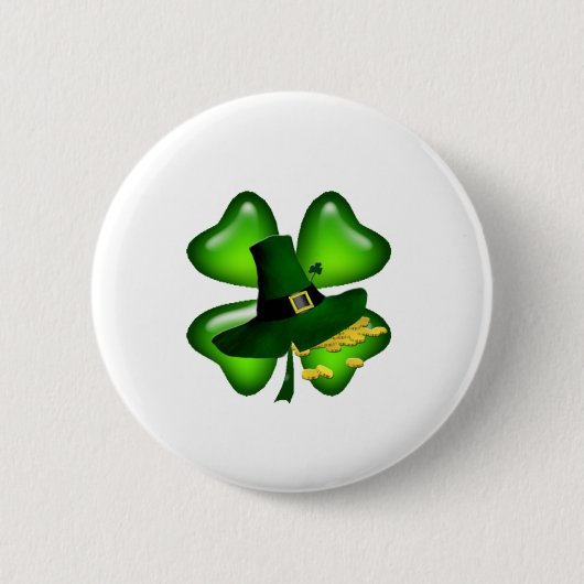 Irish Vierblättriges Kleeblatt Lucky Kleeblatts Button (Vorderseite)