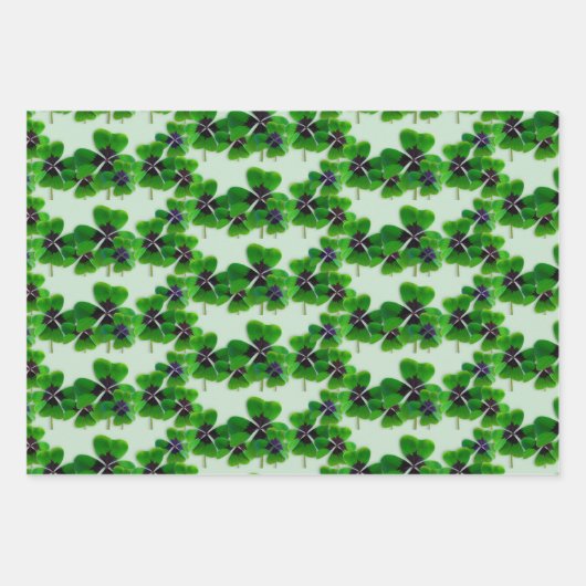 Irish Vierblättriges Kleeblatt Pattern Geschenkpapier Set (Vorderseite)