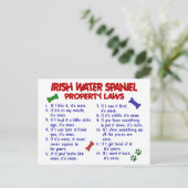 IRISH WASSER SPANIEL Eigentumsgesetze 2 Postkarte (Stehend Vorderseite)