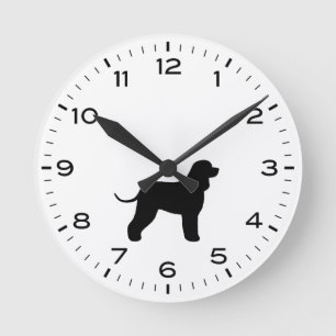 Irish Water Spanel Hunde Rasse Silhouette Runde Wanduhr