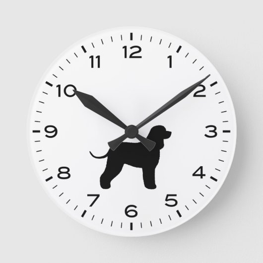 Irish Water Spanel Hunde Rasse Silhouette Runde Wanduhr (Vorderseite)