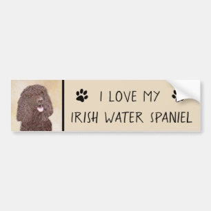 Irish Water Spanel Painting - Original Dog Art Autoaufkleber