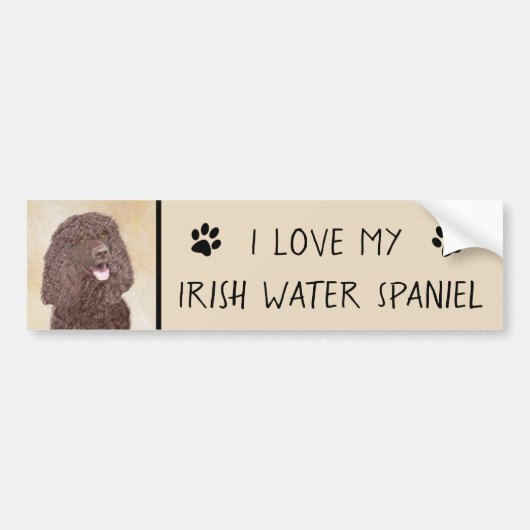 Irish Water Spanel Painting - Original Dog Art Autoaufkleber (Vorne)