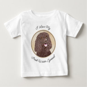 Irish Water Spanel Painting - Original Dog Art Baby T-shirt
