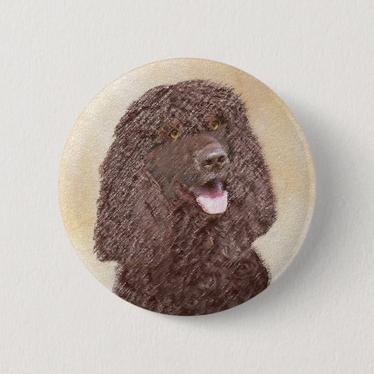 Irish Water Spanel Painting - Original Dog Art Button (Vorderseite)