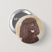Irish Water Spanel Painting - Original Dog Art Button (Vorne & Hinten)