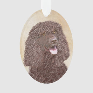 Irish Water Spanel Painting - Original Dog Art Ornament