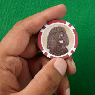 Irish Water Spanel Painting - Original Dog Art Pokerchips