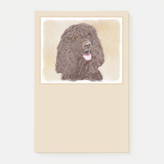 Irish Water Spanel Painting - Original Dog Art Post-it Klebezettel (Vorderseite)