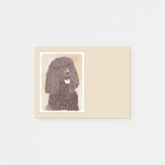 Irish Water Spanel Painting - Original Dog Art Post-it Klebezettel (Vorderseite)