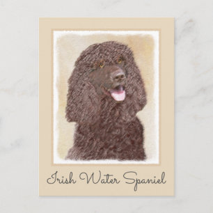 Irish Water Spanel Painting - Original Dog Art Postkarte