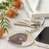 Irish Water Spanel Painting - Original Dog Art Schlüsselanhänger (Vorderseite rechts)