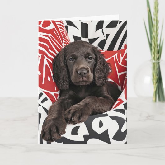 Irish Water Spanel Welppy Valentine Card Dankeskarte (Vorderseite)