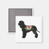 Irish Water Spaniel Dog Boho Floral Silhouette Magnet (Vorderseite/Rückseite)