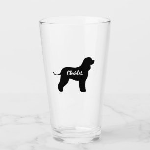 Irish Water Spaniel Hunde Silhouette Personalisier Glas