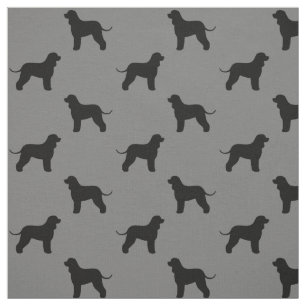 Irish Water Spaniel Hunde Silhouetten Gemustert Stoff