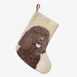 Irish Water Spaniel Malerei - Originale Hunde Kuns Kleiner Weihnachtsstrumpf