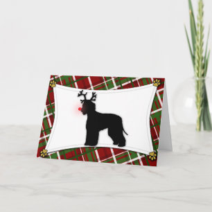 Irish Water Spaniel Reindeer Christmas Card Feiertagskarte