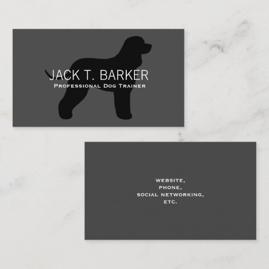 Irish Water Spaniel Silhouette Black Visitenkarte (Vorne/Hinten)