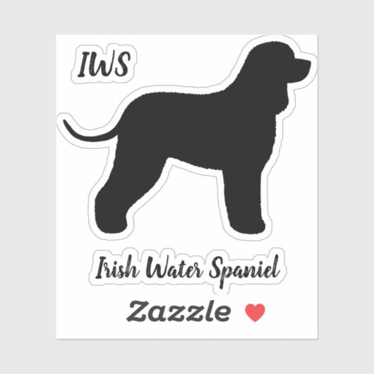 Irish Water Spaniel Silhouette Vinyl Sticker (Blatt)