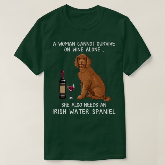 Irish Water Spanisch und Wein Funny Dog T-Shirt (Design vorne)
