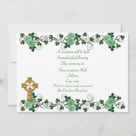 Irish Wedding Einladung Celtic Cross (Rückseite)