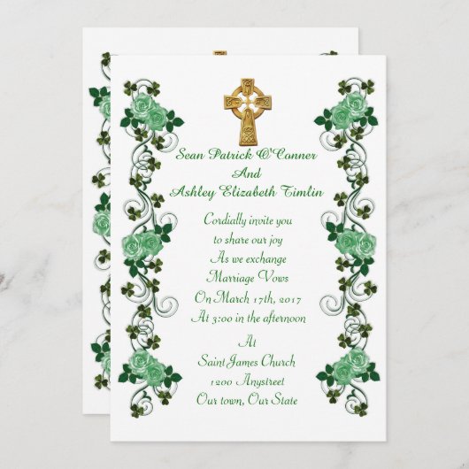 Irish Wedding Einladung Celtic Cross (Vorne/Hinten)