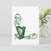 Irish Wedding Einladung Harp Kleeblätter und Band (Stehend Vorderseite)