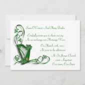 Irish Wedding Einladung Harp Kleeblätter und Band (Vorderseite)