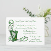 Irish Wedding Einladung Harp Kleeblätter und Band (Stehend Vorderseite)