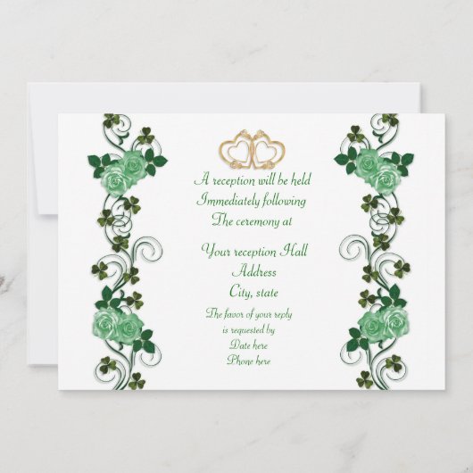 Irish Wedding Einladung Harp Kleeblätter und Band (Rückseite)