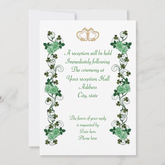 Irish Wedding Einladung Harp Kleeblätter und Band (Rückseite)