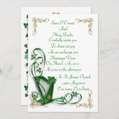 Irish Wedding Einladung Harp Kleeblätter und Band (Vorne/Hinten)