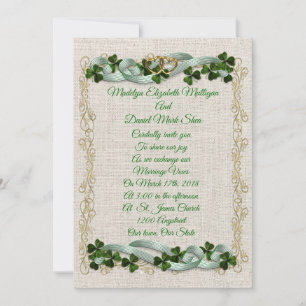 Irish Wedding Einladung Kleeblätter und Bänder