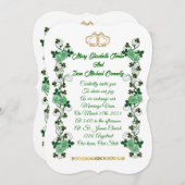 Irish Wedding Einladung Kleeblatts und grüne Rose (Vorne/Hinten)