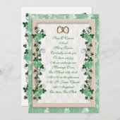 Irish Wedding Einladung Kleeblatts und Rose (Vorne/Hinten)
