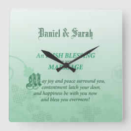 Irish Wedding Glückwunsch Segen Quadratische Wanduhr