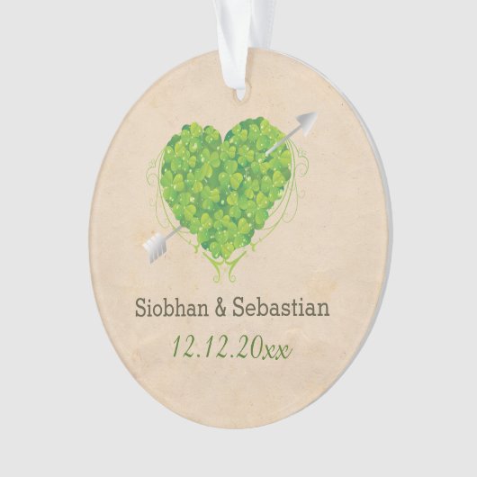 Irish Wedding Kleeblatt Heart Ornament (Vorderseite)