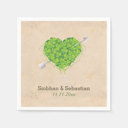 Irish Wedding Kleeblatt Heart Serviette (Vorderseite)