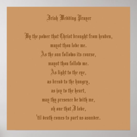 Irish Wedding Prayer Poster (Vorne)