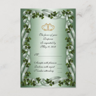 Irish wedding RSVP Card Kleeblatts Karte